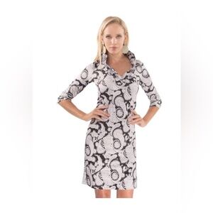 Gretchen Scott Black Paisley Ruffneck Plentiful Paisley Dress